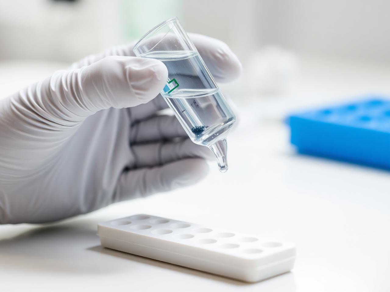 Pool water sample being tested with reagents